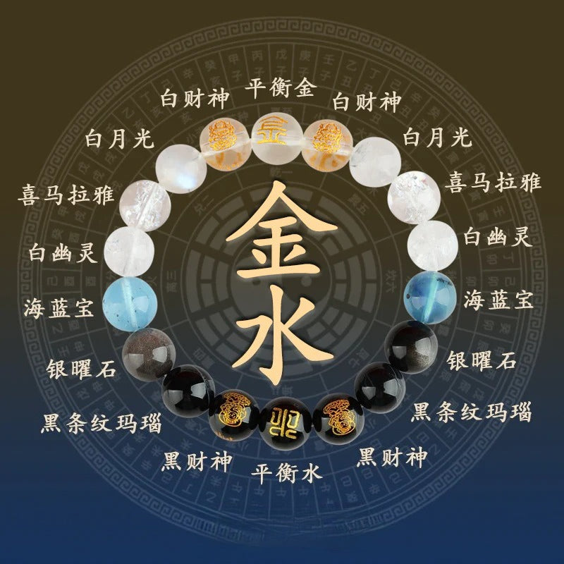 五行互補五路財神天然多寶水晶手串