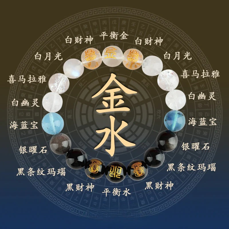 五行互補五路財神天然多寶水晶手串