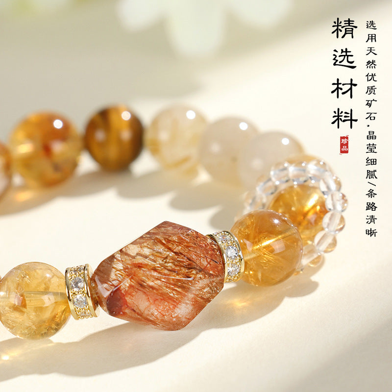 天然海藍寶白瑪瑙平安扣手串