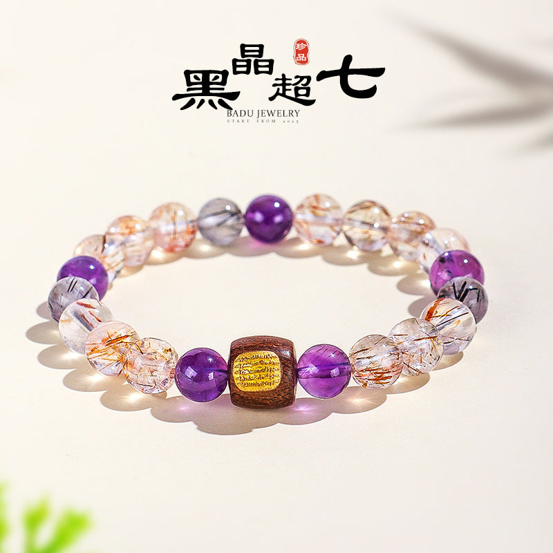 黑髮晶沉香黑花梨手串