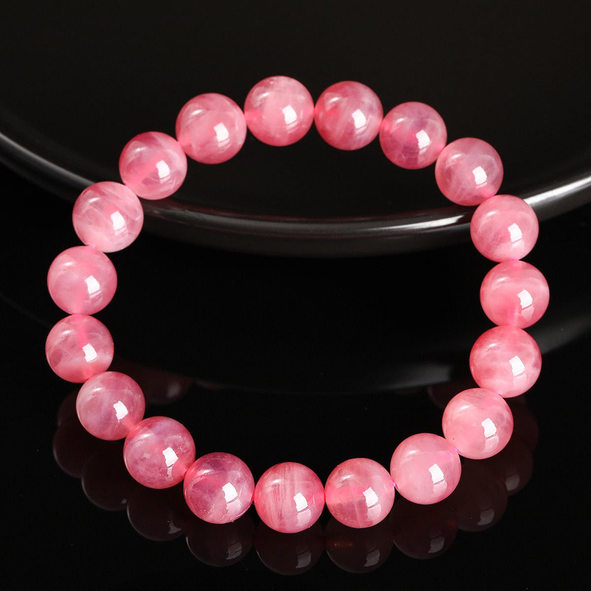 7A級天然老礦馬粉水晶手串