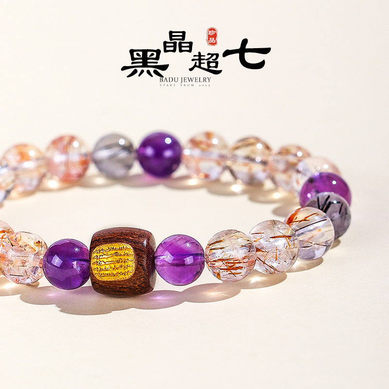 黑髮晶沉香黑花梨手串